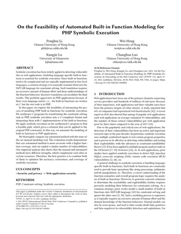 On the Feasibility of Automated Built-In Function Modeling for PHP Symbolic Execution