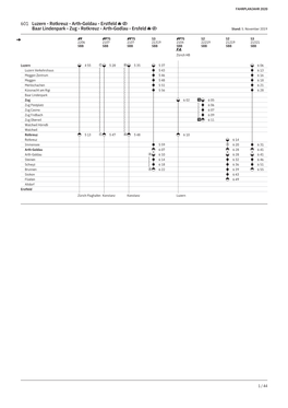 601 Luzern - Rotkreuz - Arth-Goldau - Erstfeld Baar Lindenpark - Zug - Rotkreuz - Arth-Godlau - Ersfeld Stand: 5
