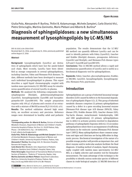 A New Simultaneous Measurement of Lysosphingolipids by LC-MS/MS