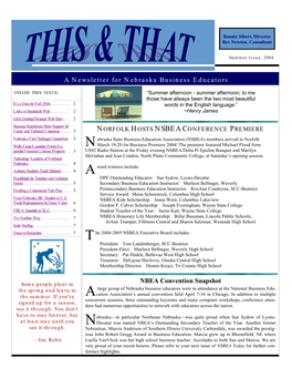 A Newsletter for Nebraska Business Educators NBEA Convention Snapshot