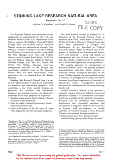 Stinking Lake Research Natural Area Is a Part Threatens Significant Impairment of Scientific Or of the Federal System of Such Tracts Established Educational Values