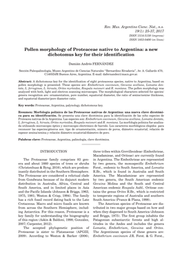 Pollen Morphology of Proteaceae Native to Argentina: a New Dichotomus Key for Their Identification