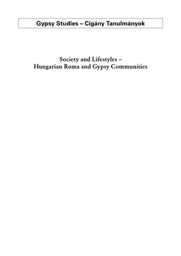 Hungarian Roma and Gypsy Communities Gypsy Studies