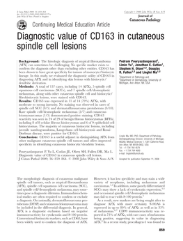 Diagnostic Value of CD163 in Cutaneous Spindle Cell Lesions