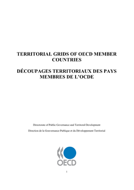 Territorial Grids of Oecd Member Countries Découpages Territoriaux
