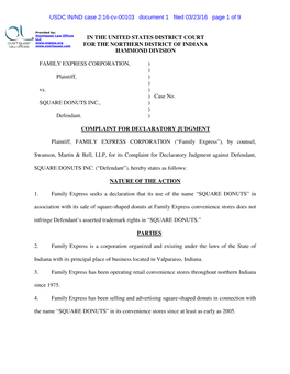 USDC IN/ND Case 2:16-Cv-00103 Document 1 Filed 03/23/16 Page 1 of 9