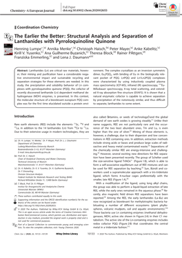 Structural Analysis and Separation of Lanthanides With