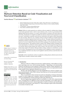 Malware Detection Based on Code Visualization and Two-Level Classiﬁcation