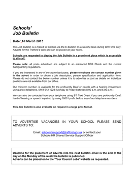 Schools' Job Bulletin