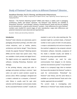 Study of Pantone® Basic Colors in Different Pantone® Libraries