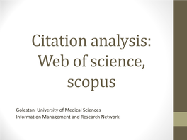 Citation Analysis: Web of Science, Scopus