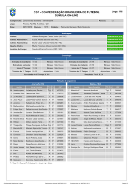 CBF - CONFEDERAÇÃO BRASILEIRA DE FUTEBOL Jogo: 118 SÚMULA ON-LINE