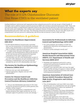 The Role of 0.12% Chlorhexidine Gluconate Oral Rinse (CHG) in the Ventilated Patient