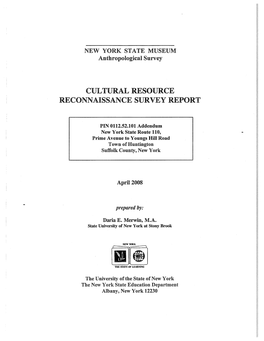 Cultural Resource Reconnaissance Survey Report