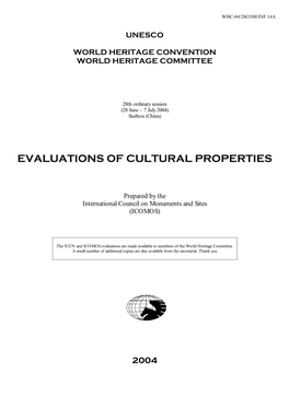 Evaluations of Cultural Properties