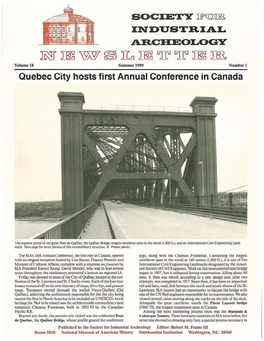 IL IE~~ IE Ill Volume 18 Summer 1989 Numberl Quebec City Hosts First Annual Conference in Canada