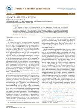 HUMAN EARPRINTS: a REVIEW Nitin Kaushal1* and Purnima Kaushal2 1Department of Oral Pathology, B.R.S