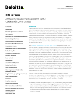 IFRS in Focus Accounting Considerations Related to the Coronavirus 2019 Disease