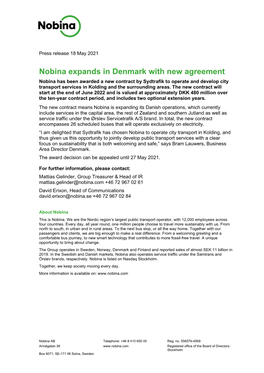 Nobina Expands in Denmark with New Agreement