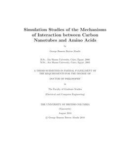 Simulation Studies of the Mechanisms of Interaction Between Carbon Nanotubes and Amino Acids