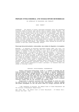 Primary Intracerebral and Subarachnoid Hemorrhage