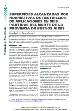 Superficies Alcanzadas Por Normativas De Restriccion De Aplicaciones En Seis Partidos Del Norte De La Provincia De Buenos Aires