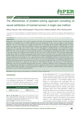 The Effectiveness of Problem-Solving Approach Consulting on Sexual Satisfaction of Married Women: a Single Case Method