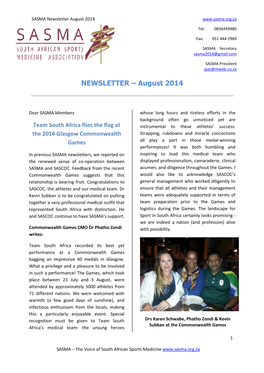 SASMA Newsletter August 2014