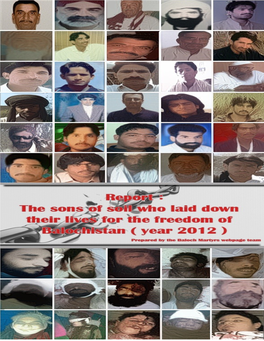 A List with Pictures of the Baloch Who Were Killed by Pakistani / Iranian Regimes in 2012
