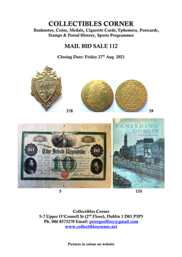 Mail Bid Sale 112 Closes 27Th August 2021 Lot No Description Estimate