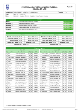 Federacao Matogrossense De Futebol Súmula On-Line
