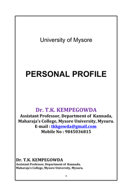 Personal Profile