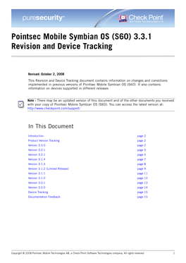 Pointsec Mobile Symbian OS (S60) 3.3.1 Revision and Device Tracking