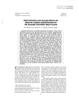 CROP ROTATION and TILLAGE EFFECTS on ORGANIC CARBON SEQUESTRATION in 'Rhe SEMIARID SOUTHERN GREAT PLAINS