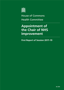 Appointment of the Chair of NHS Improvement