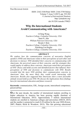 Why Do International Students Avoid Communicating with Americans?