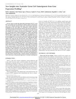 New Insights Into Testicular Germ Cell Tumorigenesis from Gene Expression Profiling1