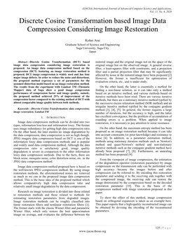Discrete Cosine Transformation Based Image Data Compression Considering Image Restoration