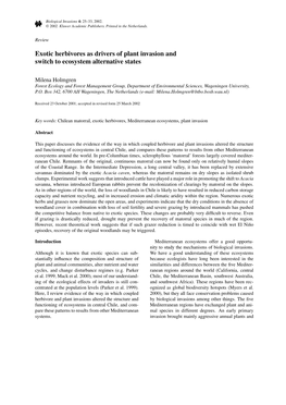 Exotic Herbivores As Drivers of Plant Invasion and Switch to Ecosystem Alternative States