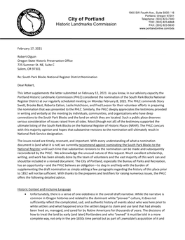 City of Portland Telephone: (503) 823-7300 TDD: (503) 823-6868 Historic Landmarks Commission FAX: (503) 823-5630