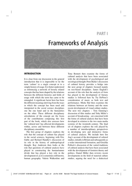 Frameworks of Analysis