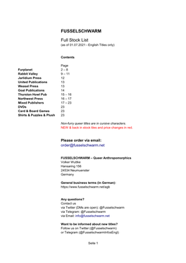 FUSSELSCHWARM Full Stock List