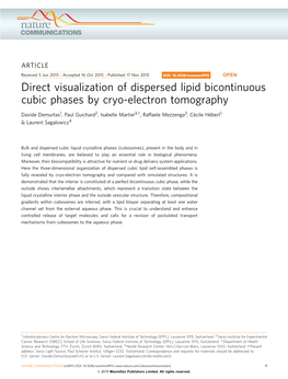 Direct Visualization of Dispersed Lipid Bicontinuous Cubic Phases by Cryo-Electron Tomography