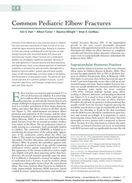 Common Pediatric Elbow Fractures