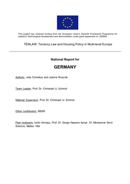 Country Report on Tenancy Law and Housing Policy in Germany
