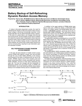 Battery Backup of Self-Refreshing Dynamic Random Access Memory Prepared By: Paul A