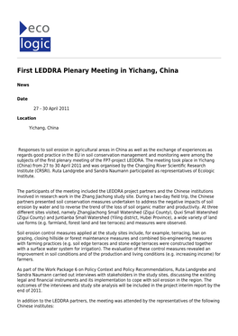 First LEDDRA Plenary Meeting in Yichang, China