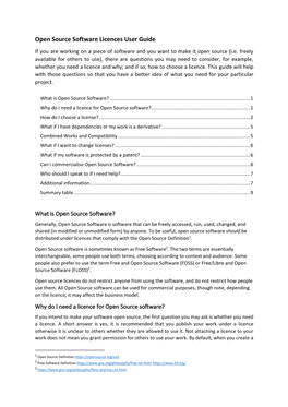 Open Source Software Licenses