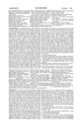 DEVONSHIRE. UPLYME.' 749 Luscombe Philip, Farmer, Lower Wells Plymouth• Borough Asylum (William Torr Wm