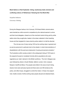 Black and Blue on 'Red Clydeside': the Glasgow Harbour Riot Of